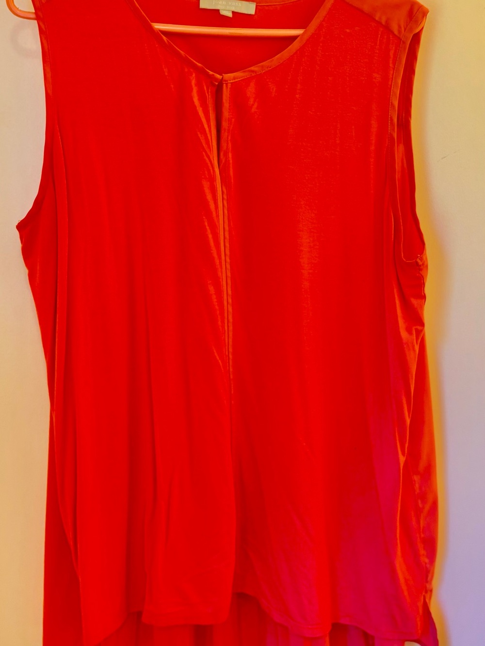Joan Vass Vibrant Orange-Red Sleeveless Tank Top